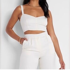 Express x Rachel Zoe White Smocked Back Crop Bustier Top XL New $78